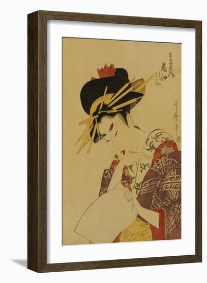 A Bust Portrait of the Courtesan Fujie from Manjiya-Kitagawa Utamaro-Framed Giclee Print