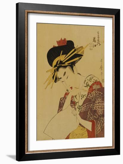 A Bust Portrait of the Courtesan Fujie from Manjiya-Kitagawa Utamaro-Framed Giclee Print