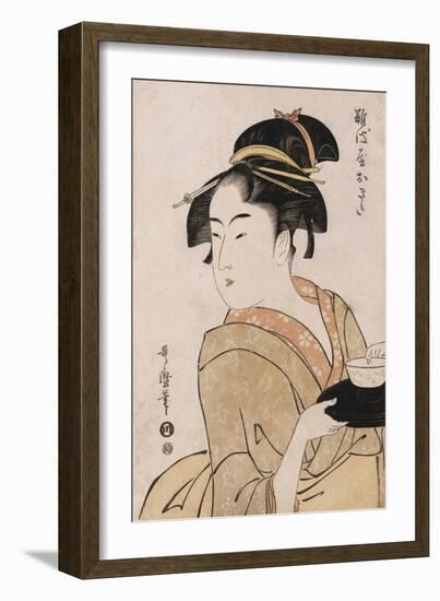 A Bust Portrait of the Waitress Okita of the Naniwaya Teahouse-Chokosai Eisho-Framed Giclee Print