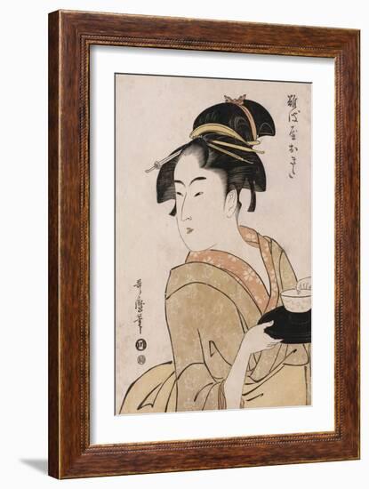 A Bust Portrait of the Waitress Okita of the Naniwaya Teahouse-Chokosai Eisho-Framed Giclee Print
