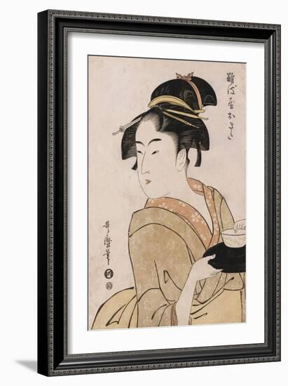 A Bust Portrait of the Waitress Okita of the Naniwaya Teahouse-Chokosai Eisho-Framed Giclee Print