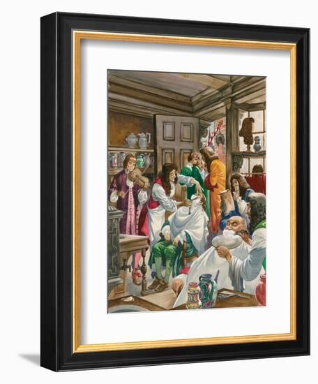 A Busy Barber-Surgeon's Shop-Peter Jackson-Framed Giclee Print