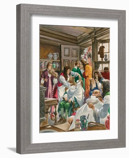 A Busy Barber-Surgeon's Shop-Peter Jackson-Framed Giclee Print