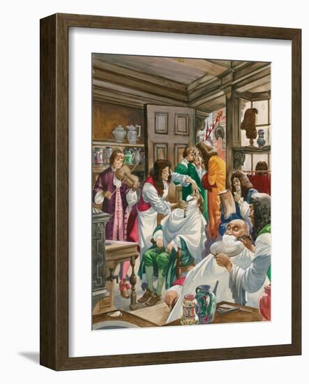 A Busy Barber-Surgeon's Shop-Peter Jackson-Framed Giclee Print