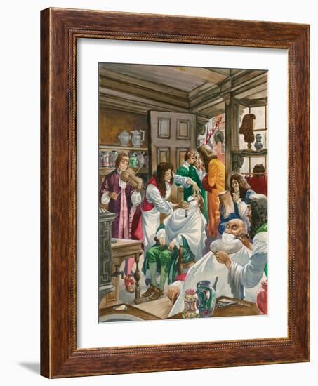 A Busy Barber-Surgeon's Shop-Peter Jackson-Framed Giclee Print