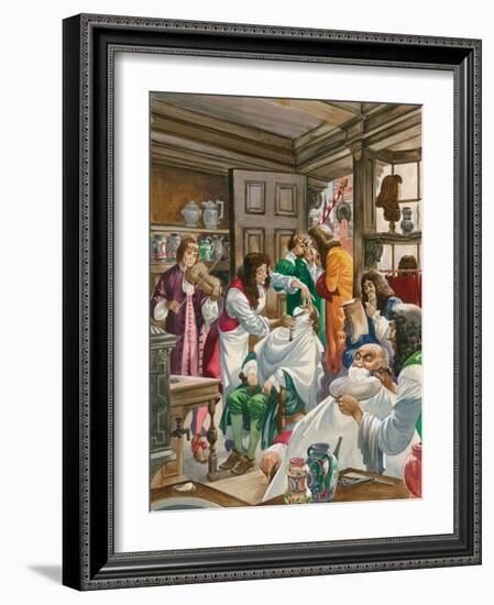 A Busy Barber-Surgeon's Shop-Peter Jackson-Framed Giclee Print