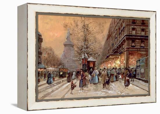 A Busy Boulevard Near the Place de La Republique, Paris-Eugene Galien-Laloue-Framed Premier Image Canvas