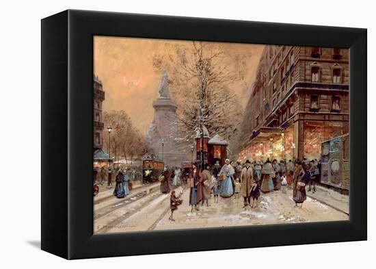 A Busy Boulevard Near the Place de La Republique, Paris-Eugene Galien-Laloue-Framed Premier Image Canvas