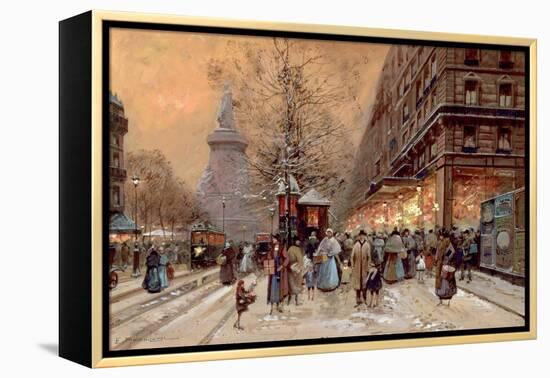 A Busy Boulevard Near the Place de La Republique, Paris-Eugene Galien-Laloue-Framed Premier Image Canvas