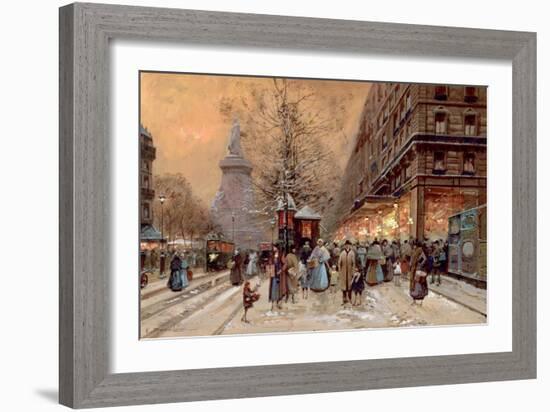 A Busy Boulevard Near the Place de La Republique, Paris-Eugene Galien-Laloue-Framed Giclee Print
