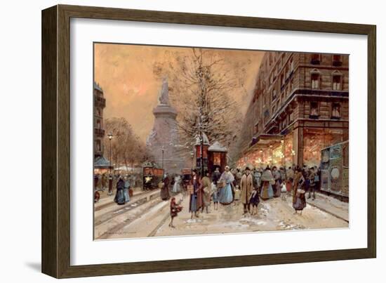 A Busy Boulevard Near the Place de La Republique, Paris-Eugene Galien-Laloue-Framed Giclee Print