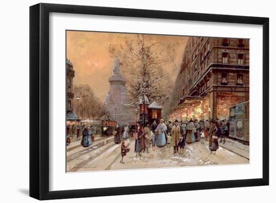 A Busy Boulevard Near the Place de La Republique, Paris-Eugene Galien-Laloue-Framed Giclee Print