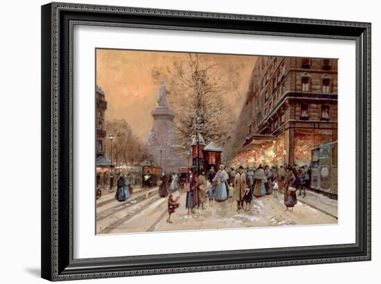 A Busy Boulevard Near the Place de La Republique, Paris-Eugene Galien-Laloue-Framed Giclee Print