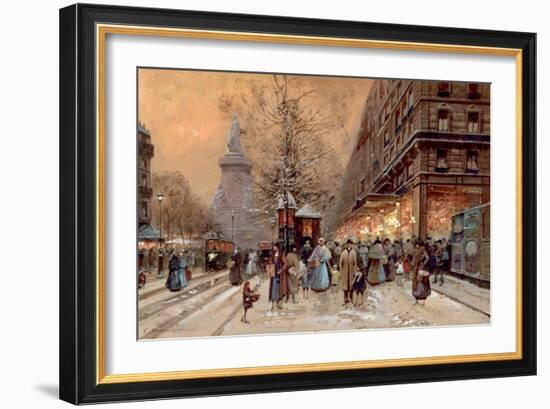A Busy Boulevard Near the Place de La Republique, Paris-Eugene Galien-Laloue-Framed Giclee Print