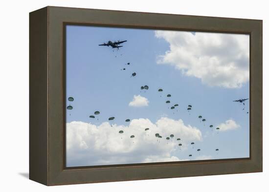 A C-130 Hercules Drop U.S. Army Airborne Troops over Maryland-null-Framed Premier Image Canvas