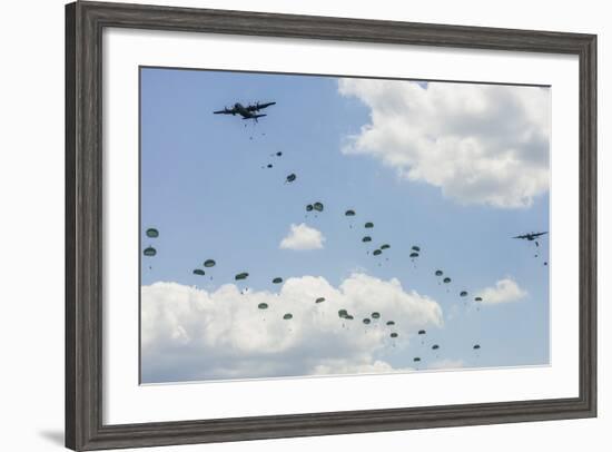 A C-130 Hercules Drop U.S. Army Airborne Troops over Maryland-null-Framed Photographic Print