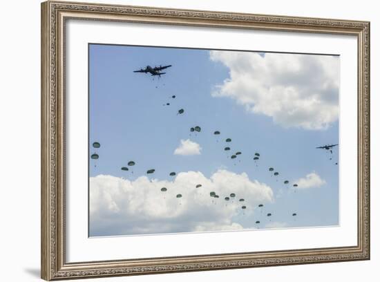 A C-130 Hercules Drop U.S. Army Airborne Troops over Maryland-null-Framed Photographic Print