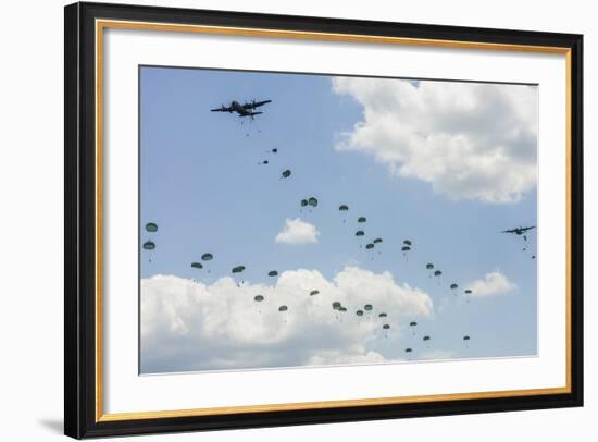 A C-130 Hercules Drop U.S. Army Airborne Troops over Maryland-null-Framed Photographic Print