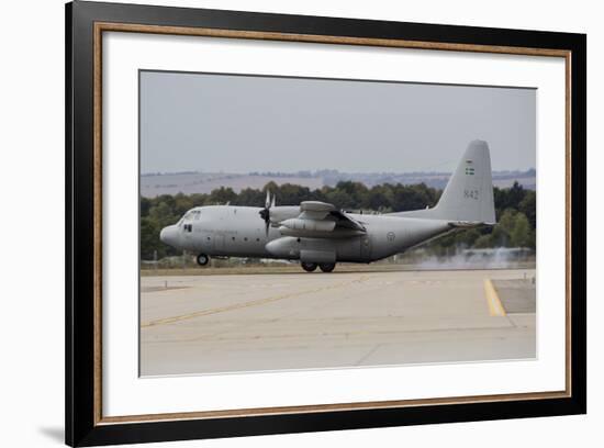 A C-130E Hercules of the Swedish Air Force Landing in Ostrava, Czech Republic-Stocktrek Images-Framed Photographic Print