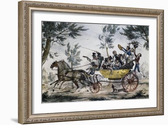 A Cabriolet (Carratella) Going to Testaccio, by Thomas, Rome, Italy, 19th Century-null-Framed Giclee Print