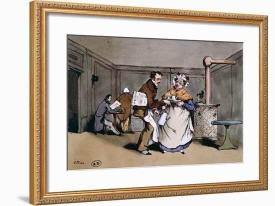 A Cafe' in Paris, Ca 1830, France 19th Century-null-Framed Giclee Print