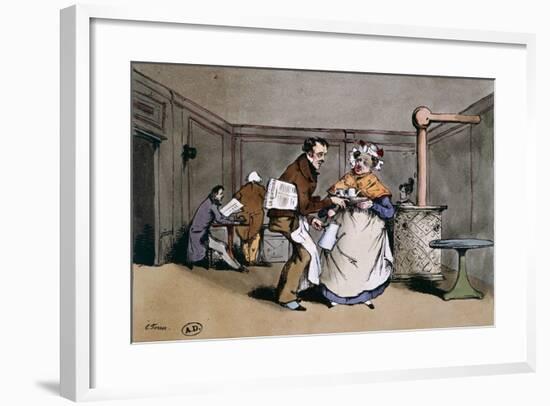 A Cafe' in Paris, Ca 1830, France 19th Century-null-Framed Giclee Print