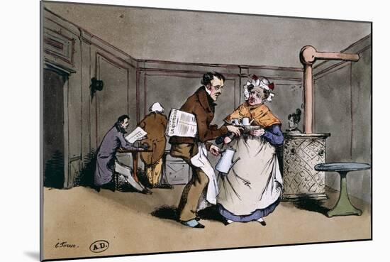 A Cafe' in Paris, Ca 1830, France 19th Century-null-Mounted Giclee Print