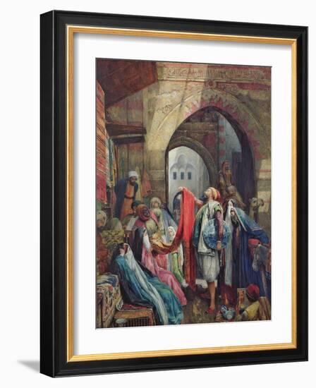 A Cairo Bazaar - the Della'L, 1875 (W/C Heightened with Bodycolour and Gum Arabic on Paper)-John Frederick Lewis-Framed Giclee Print