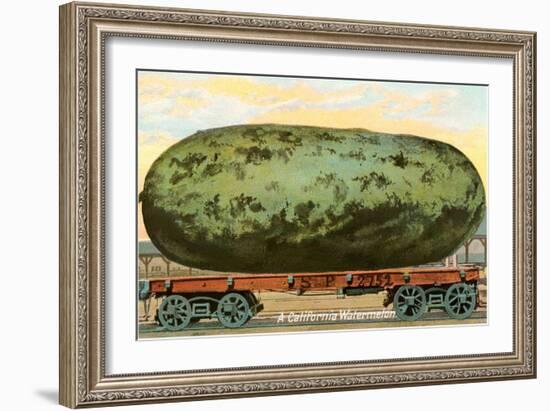 A California Watermelon, on Flatbed Train Car-null-Framed Art Print