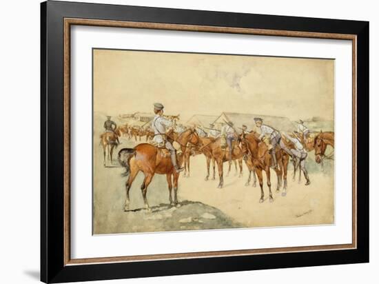 A Call to Arms ('Dragoons, Mount!') 1892-93 (W/C, Gouache, Pen & Ink, Pencil & Bodycolour on Paper)-Frederic Remington-Framed Giclee Print