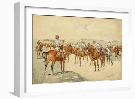 A Call to Arms ('Dragoons, Mount!') 1892-93 (W/C, Gouache, Pen & Ink, Pencil & Bodycolour on Paper)-Frederic Remington-Framed Giclee Print