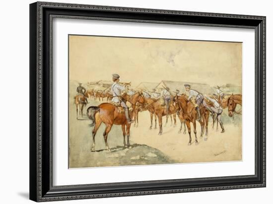 A Call to Arms ('Dragoons, Mount!') 1892-93 (W/C, Gouache, Pen & Ink, Pencil & Bodycolour on Paper)-Frederic Remington-Framed Giclee Print