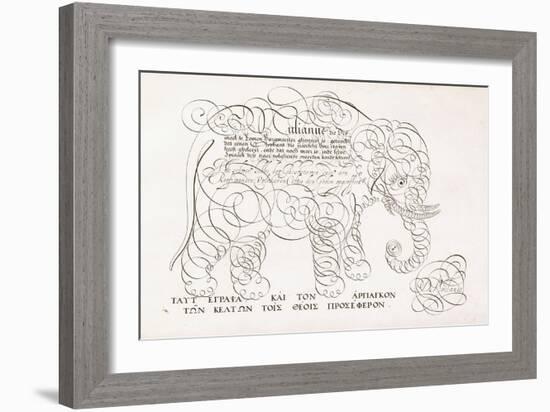 A Calligraphic Design of an Elephant, 1616-1617 and Late 17th Century-null-Framed Giclee Print