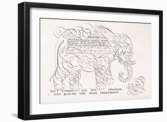 A Calligraphic Design of an Elephant, 1616-1617 and Late 17th Century-null-Framed Giclee Print