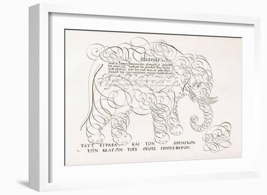 A Calligraphic Design of an Elephant, 1616-1617 and Late 17th Century-null-Framed Giclee Print