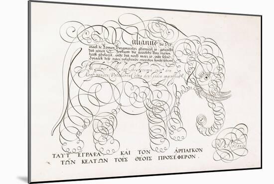 A Calligraphic Design of an Elephant, 1616-1617 and Late 17th Century-null-Mounted Giclee Print