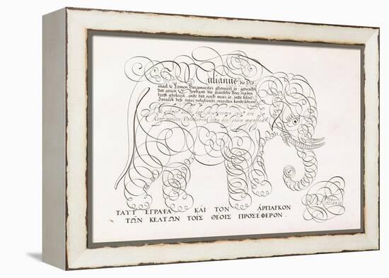 A Calligraphic Design of an Elephant, 1616-1617 and Late 17th Century-null-Framed Premier Image Canvas