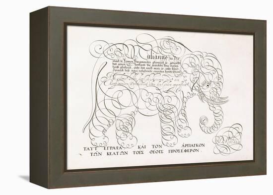 A Calligraphic Design of an Elephant, 1616-1617 and Late 17th Century-null-Framed Premier Image Canvas