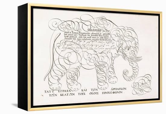 A Calligraphic Design of an Elephant, 1616-1617 and Late 17th Century-null-Framed Premier Image Canvas