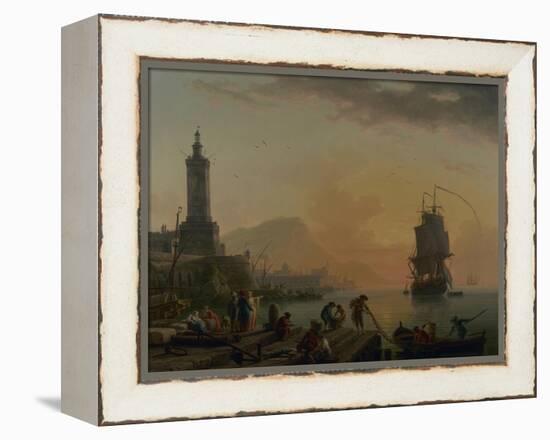 A Calm at a Mediterranean Port, 1770-Claude Joseph Vernet-Framed Premier Image Canvas