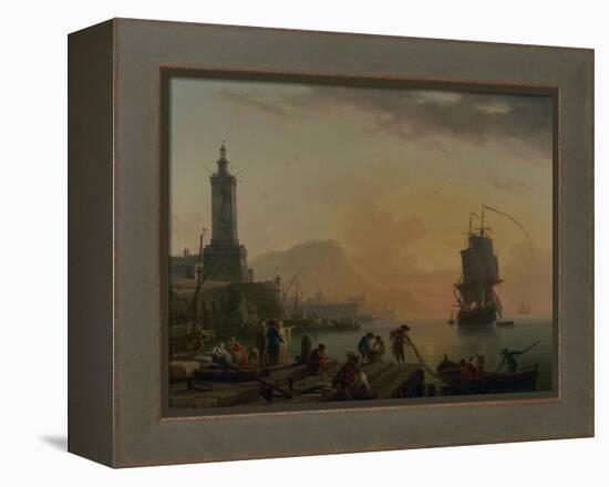 A Calm at a Mediterranean Port, 1770-Claude Joseph Vernet-Framed Premier Image Canvas