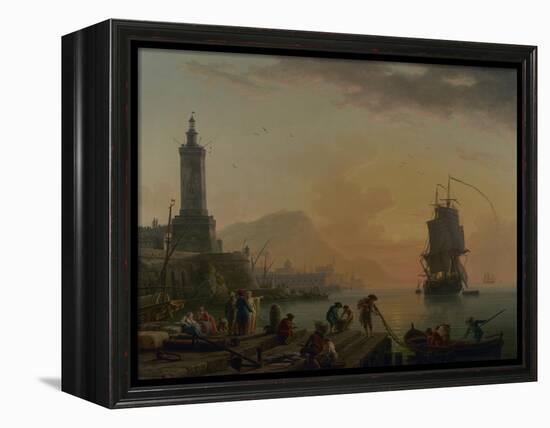 A Calm at a Mediterranean Port, 1770-Claude Joseph Vernet-Framed Premier Image Canvas