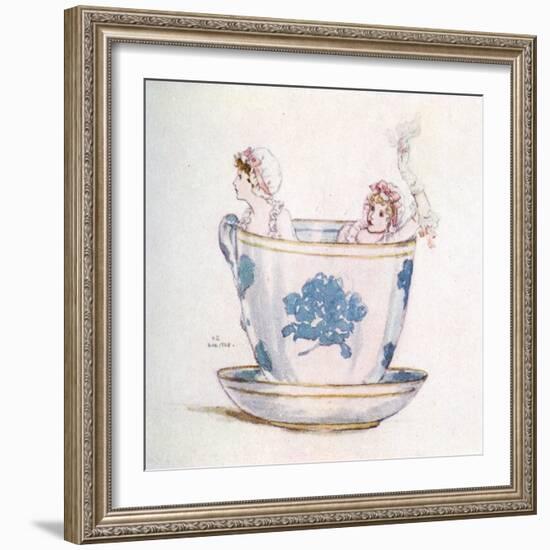 'A calm in a tea-cup' by Kate Greenaway-Kate Greenaway-Framed Giclee Print