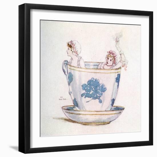 'A calm in a tea-cup' by Kate Greenaway-Kate Greenaway-Framed Giclee Print