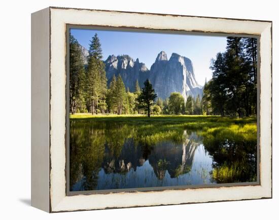 A Calm Reflection of the Cathedral Spires in Yosemite Valley in Yosemite, California-Sergio Ballivian-Framed Premier Image Canvas