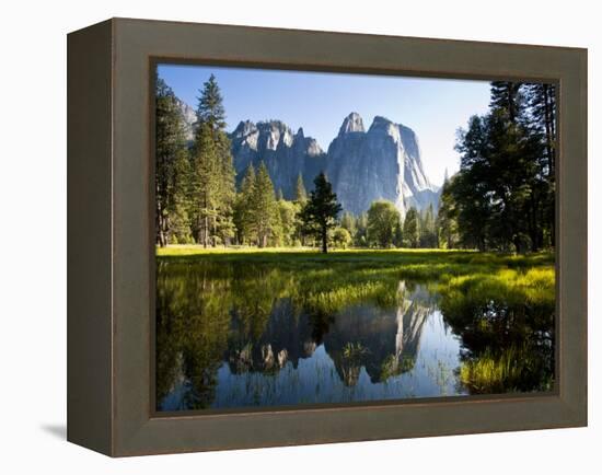 A Calm Reflection of the Cathedral Spires in Yosemite Valley in Yosemite, California-Sergio Ballivian-Framed Premier Image Canvas