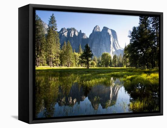 A Calm Reflection of the Cathedral Spires in Yosemite Valley in Yosemite, California-Sergio Ballivian-Framed Premier Image Canvas