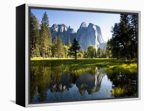 A Calm Reflection of the Cathedral Spires in Yosemite Valley in Yosemite, California-Sergio Ballivian-Framed Premier Image Canvas