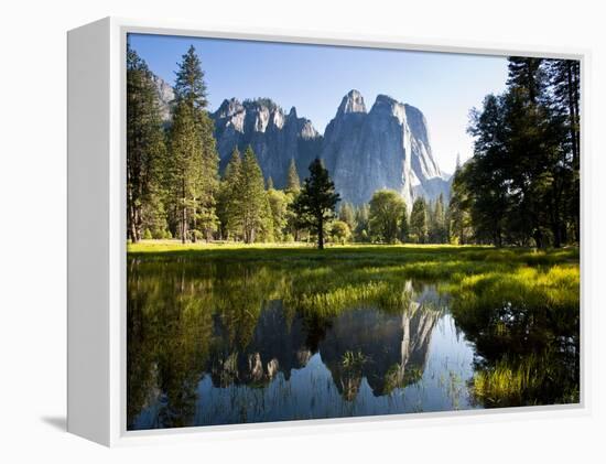 A Calm Reflection of the Cathedral Spires in Yosemite Valley in Yosemite, California-Sergio Ballivian-Framed Premier Image Canvas