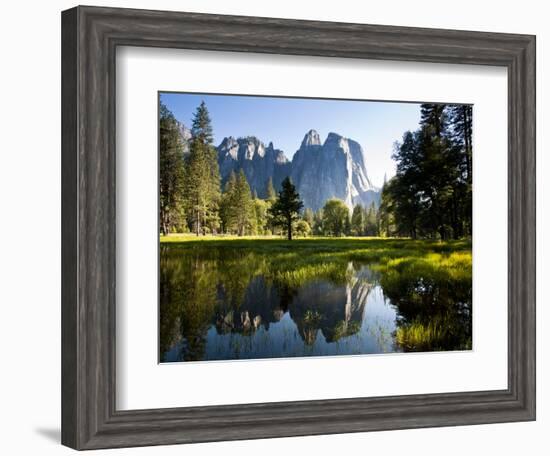 A Calm Reflection of the Cathedral Spires in Yosemite Valley in Yosemite, California-Sergio Ballivian-Framed Photographic Print